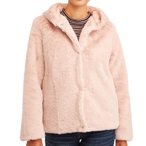 Pink Platinum Womens Faux Fur Bomber Jacket